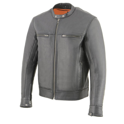 Milwaukee Leather MLM1551-BLACK Men's Black 'Cool-Tec' Leather Sporty Scooter Jacket