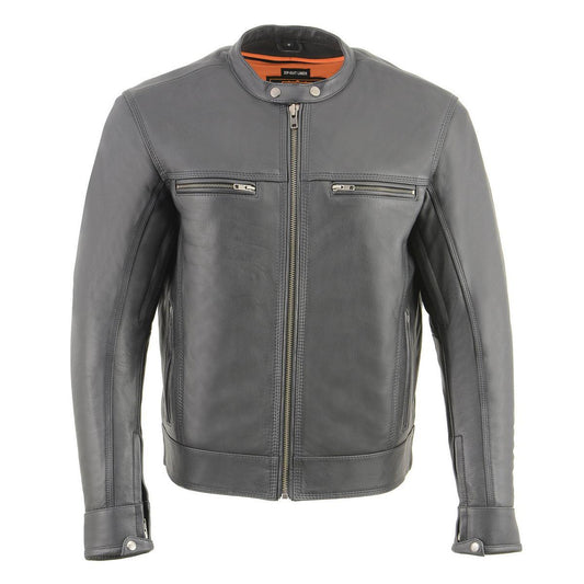Milwaukee Leather MLM1551-BLACK Men's Black 'Cool-Tec' Leather Sporty Scooter Jacket