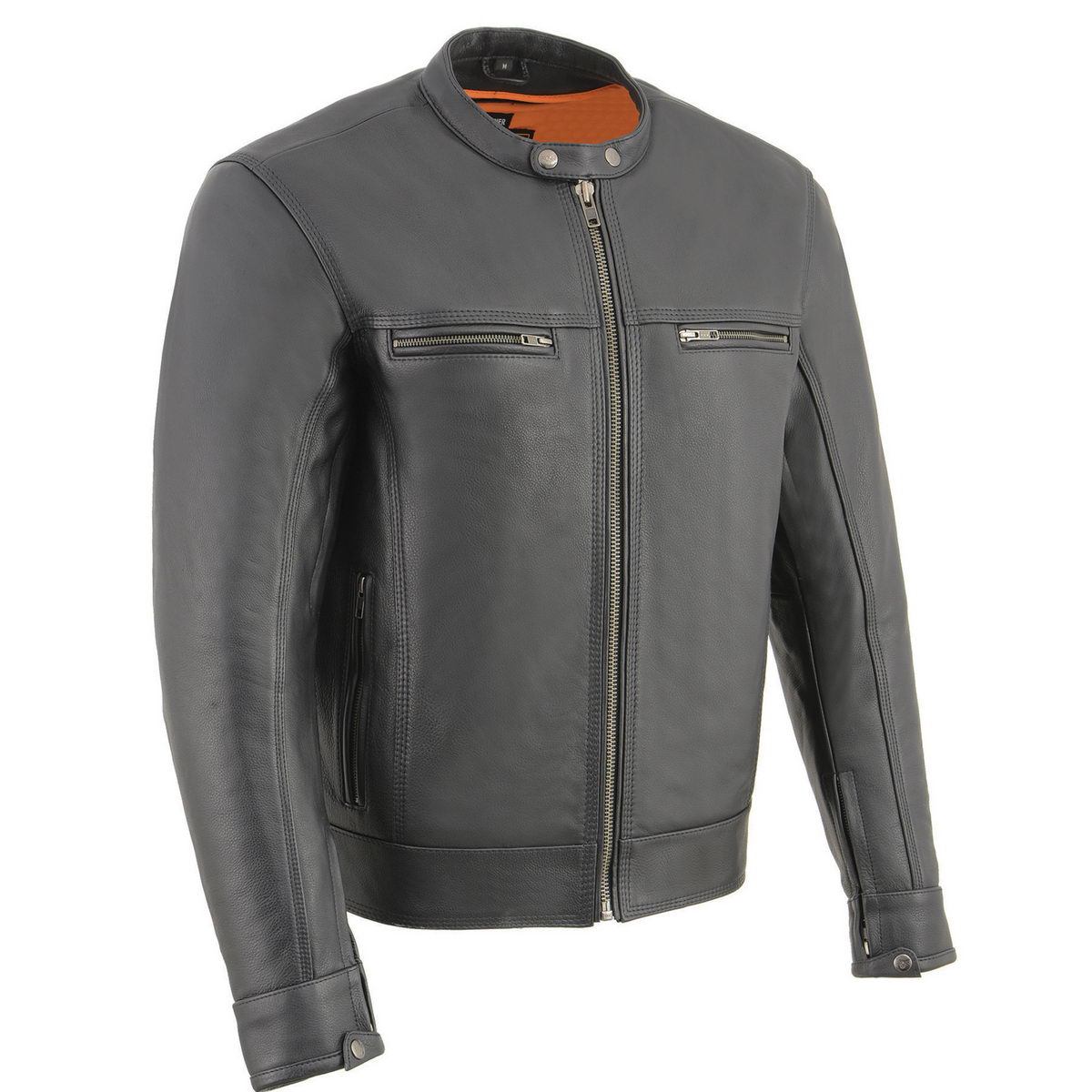 Milwaukee Leather MLM1551-BLACK Men's Black 'Cool-Tec' Leather Sporty Scooter Jacket