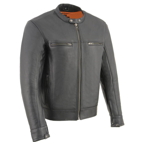 Milwaukee Leather MLM1551-BLACK Men's Black 'Cool-Tec' Leather Sporty Scooter Jacket