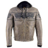 Milwaukee Leather MLM1561 Men's Distressed Brown Leather Jacket with Reflective Skulls