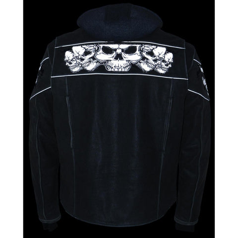Milwaukee Leather MLM1562 Men's Distress Grey Leather Jacket with Reflective Skulls