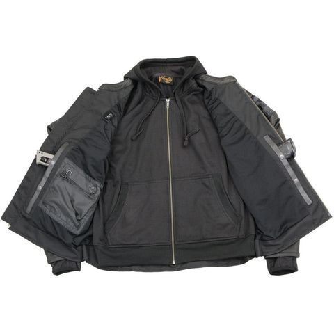Milwaukee Leather MLM1563 Men's ‘Cross Over’ Black Leather Jacket with Reflective Skulls