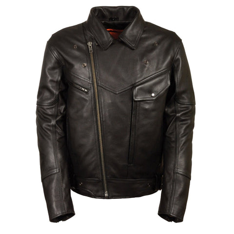 Milwaukee Leather MLM1570 Men's Black Leather Motorcycle Jacket with Side Set Buckles and Gun Pocket - Milwaukee Leather Mens Leather Jackets