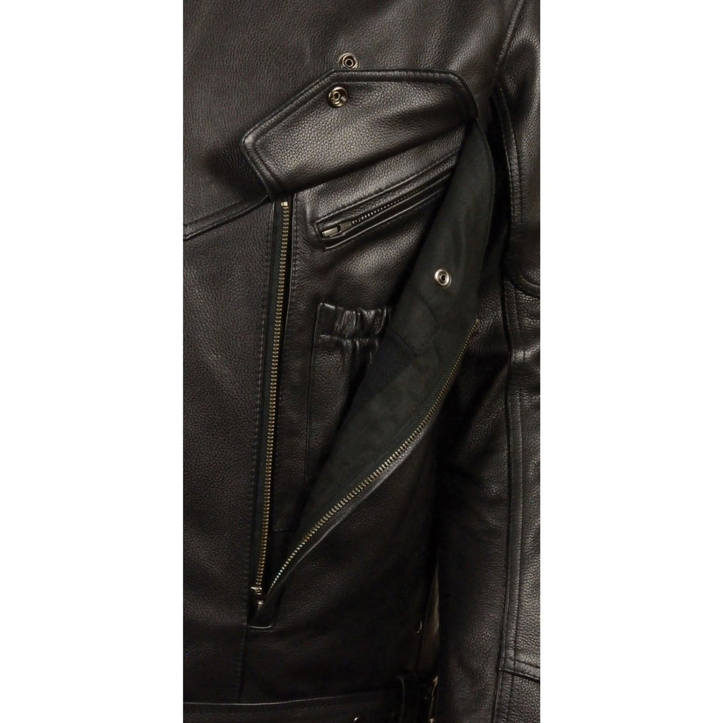 Milwaukee Leather MLM1570 Men's Black Leather Motorcycle Jacket with Side Set Buckles and Gun Pocket - Milwaukee Leather Mens Leather Jackets