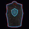 Milwaukee Leather MLM3502 Men's 'Stay Cool' Black Leather Round Collar Motorcycle Zippered Vest with Cool-Tec