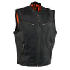 Milwaukee Leather MLM3502 Men's 'Stay Cool' Black Leather Round Collar Motorcycle Zippered Vest with Cool-Tec
