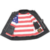 Milwaukee Leather MLM3508 Old Glory Laced Arm Holes Black Motorcycle Leather Vest for Men