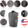 Milwaukee Leather MLM3508 Old Glory Laced Arm Holes Black Motorcycle Leather Vest for Men