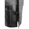 Milwaukee Leather MLM3509 Old Glory Laced Arm Holes Black Motorcycle Leather Vest for Men with White Stitching