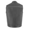 Milwaukee Leather MLM3509 Old Glory Laced Arm Holes Black Motorcycle Leather Vest for Men with White Stitching