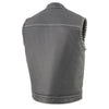 Milwaukee Leather MLM3509 Old Glory Laced Arm Holes Black Motorcycle Leather Vest for Men with White Stitching