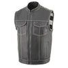 Milwaukee Leather MLM3509 Old Glory Laced Arm Holes Black Motorcycle Leather Vest for Men with White Stitching