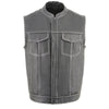 Milwaukee Leather MLM3509 Old Glory Laced Arm Holes Black Motorcycle Leather Vest for Men with White Stitching