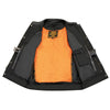 Milwaukee Leather MLM3510 Men's Black Dual Closure Open Neck Club Style Motorcycle Leather Vest