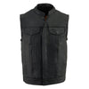 Milwaukee Leather MLM3510 Men's Black Dual Closure Open Neck Club Style Motorcycle Leather Vest