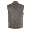 Milwaukee Leather MLM3513 Distressed Grey  Men's Open Neck Snap/Zip Front Club Style  Leather Vest - N/A