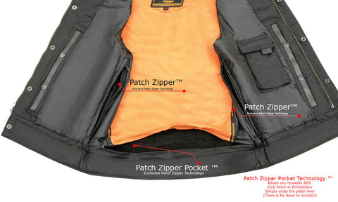 Milwaukee Leather Men's MLM3514 Black Premium Dual Closure Club Style Motorcycle Vest w/ Cool-Tec Leather Treatment