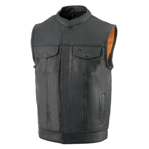Milwaukee Leather Men's MLM3514 Black Premium Dual Closure Club Style Motorcycle Vest w/ Cool-Tec Leather Treatment