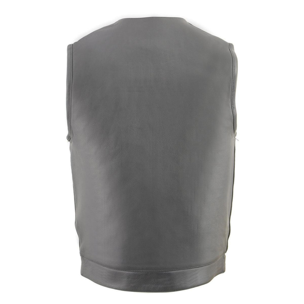 Milwaukee Leather Men's MLM3515 Black Premium Collarless Club Style Motorcycle Vest w/ Cool-Tec Leather Treatment
