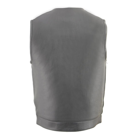 Milwaukee Leather Men's MLM3515 Black Premium Collarless Club Style Motorcycle Vest w/ Cool-Tec Leather Treatment