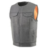 Milwaukee Leather MLM3515 Men's Black Leather Collarless Motorcycle Club Style Vest with Cool-Tec