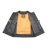 Milwaukee Leather MLM3515 Men's Black Leather Collarless Motorcycle Club Style Vest with Cool-Tec