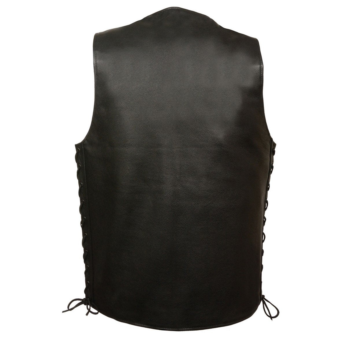 Milwaukee Leather MLM3520 Men's Straight Bottom Side Lace Black Leather Vest with Gun Pockets - Milwaukee Leather Mens Leather Vests