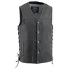 Milwaukee Leather MLM3521 Men's Distressed Gray Side Lace Motorcycle Leather Vest