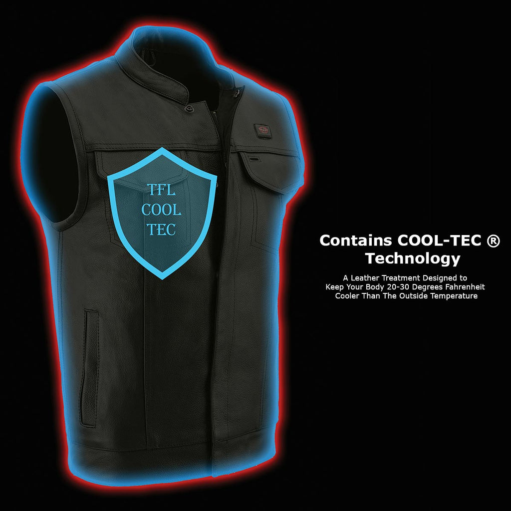 Milwaukee Leather MLM3524SET Men's Black Leather Club Vest with Heated and Cool Tec® Technology