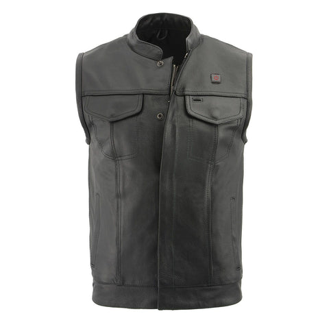 Milwaukee Leather MLM3524SET Men's Black Leather Club Vest with Heated and Cool Tec® Technology