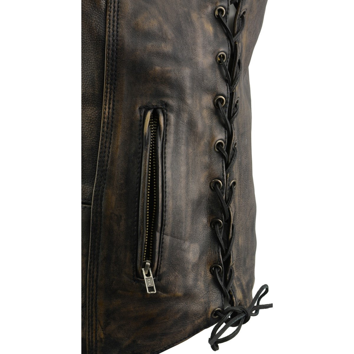 Milwaukee Leather MLM3540 Men's Distressed Brown 10 Pocket Leather Vest with Gun Pockets - Milwaukee Leather Mens Leather Vests