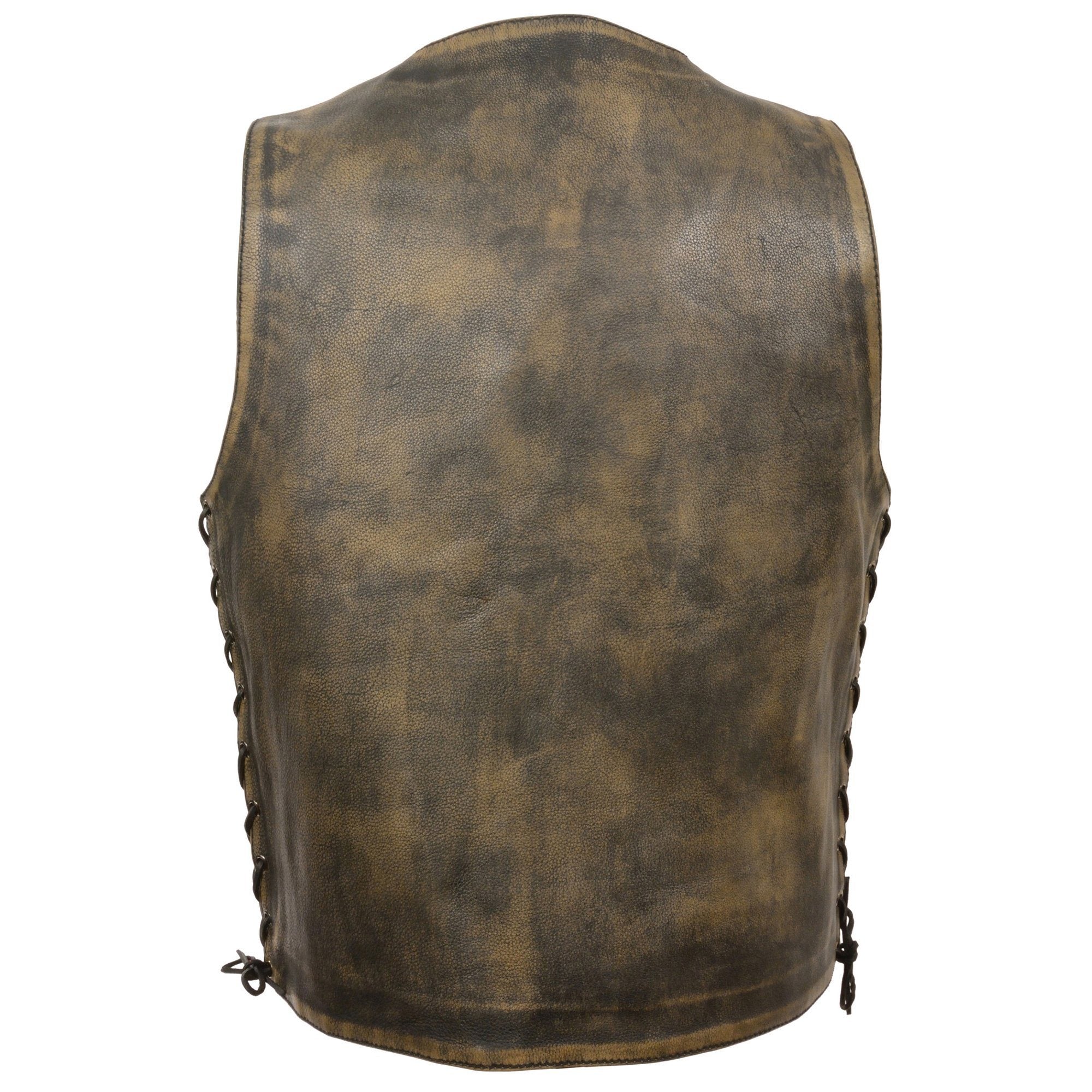 Milwaukee Leather MLM3540 Men's Distressed Brown 10 Pocket Leather Vest with Gun Pockets - Milwaukee Leather Mens Leather Vests
