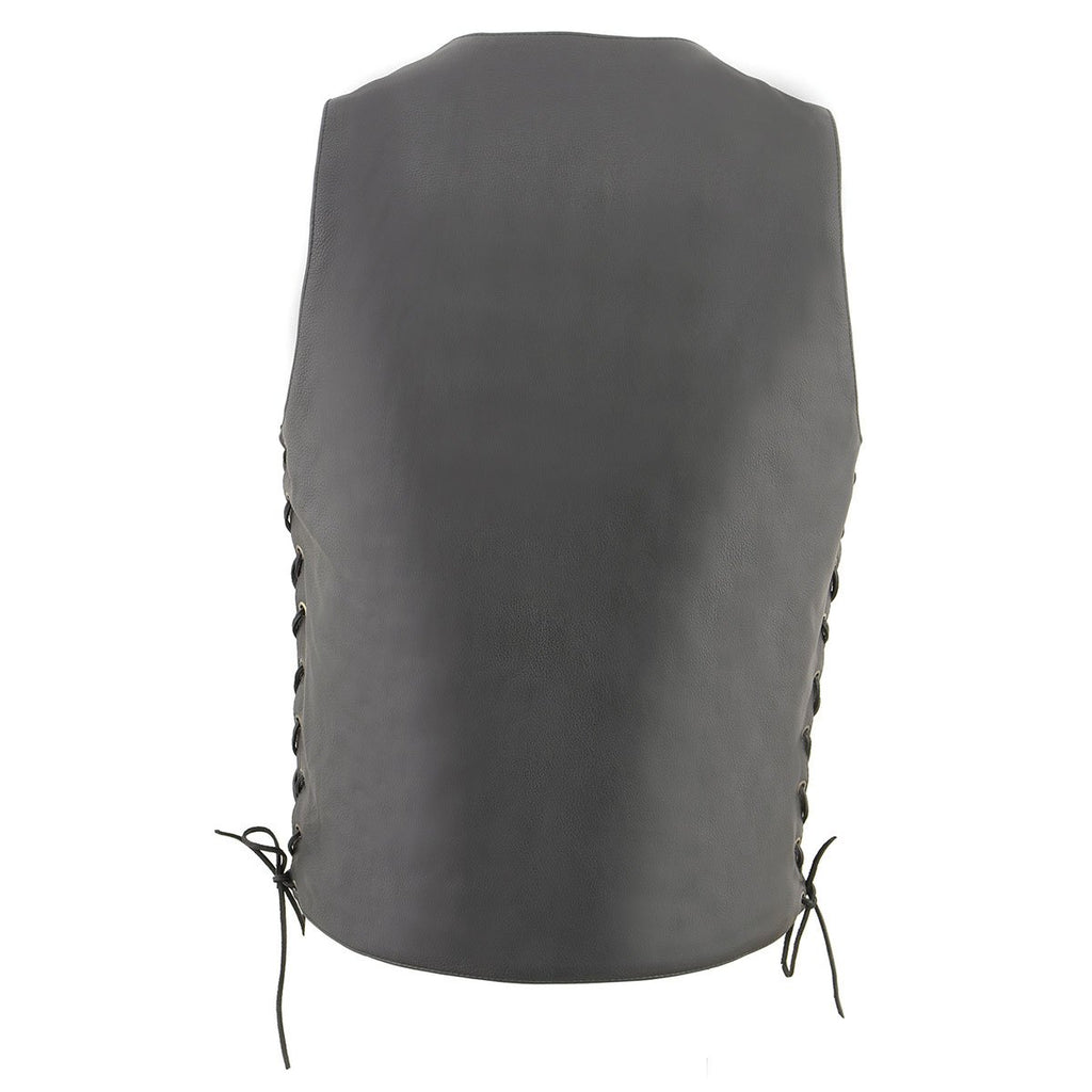Milwaukee Leather MLM3541 Men's ’10-Pocket’ Black Leather Vest with Cool-Tec Technology