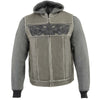Milwaukee Leather MLM3562 Men's '2 in 1' Distressed Grey Leather Vest with Reflective Skulls