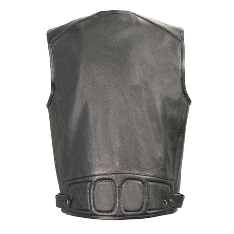 Milwaukee Leather MLM3580 Men's Black Leather Zipper Front Super Utility Multi Pocket Vest - Milwaukee Leather Mens Leather Vests