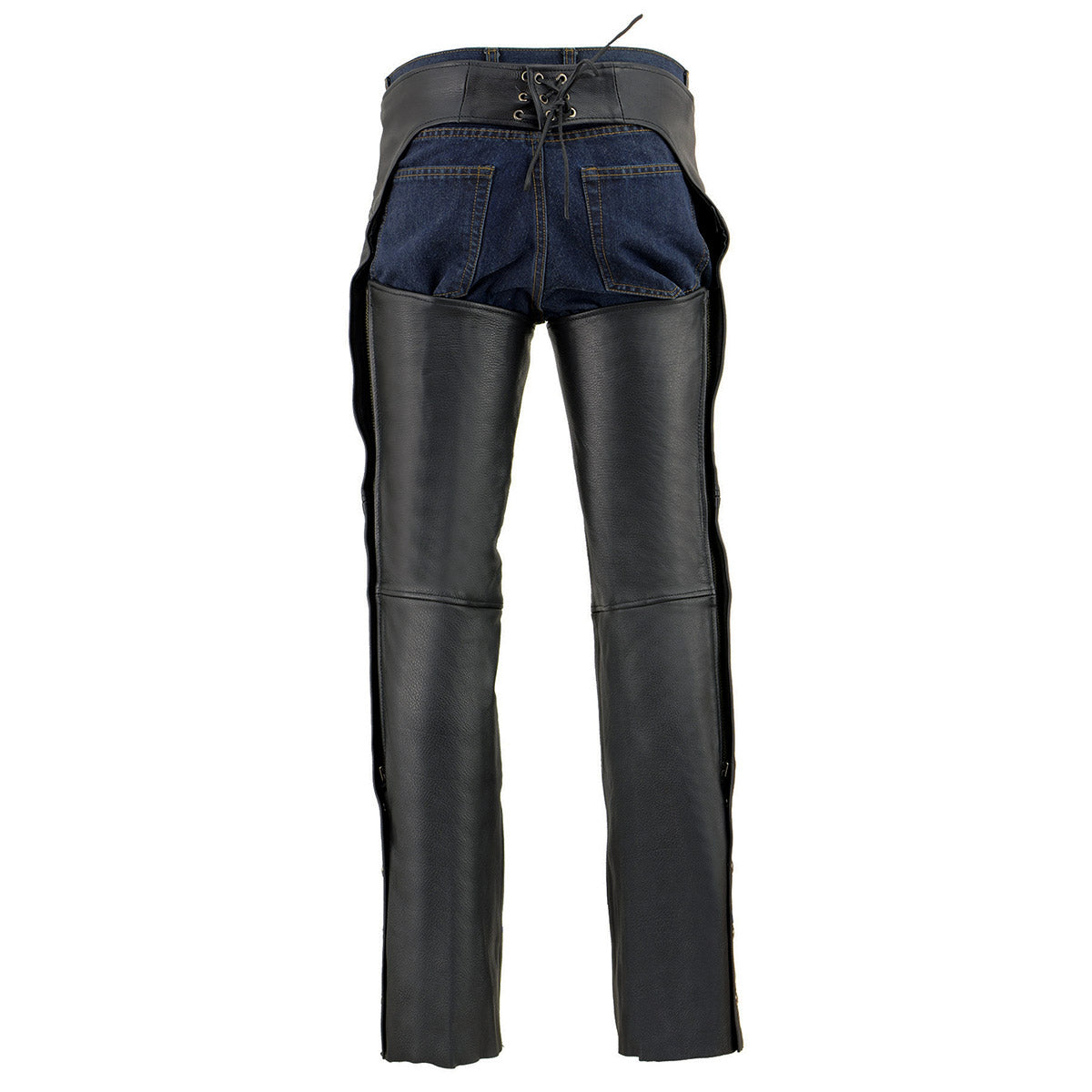 Milwaukee Leather MLM5502 Men's Black Premium Leather Motorcycle Rider Chaps w/ Cool-Tec Leather Treatment