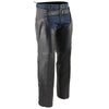 Milwaukee Leather Chaps for Men's Black Cool-Tec Naked Leather - 2 Zipped Thigh Pockets Motorcycle Chap - MLM5502