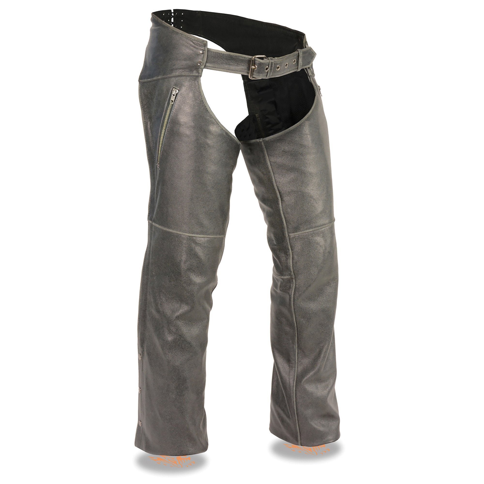 Milwaukee Leather MLM5536 Men's Vintage Grey Slate Chaps with Deep Thigh Zippered Pockets - Milwaukee Leather Mens Leather Chaps