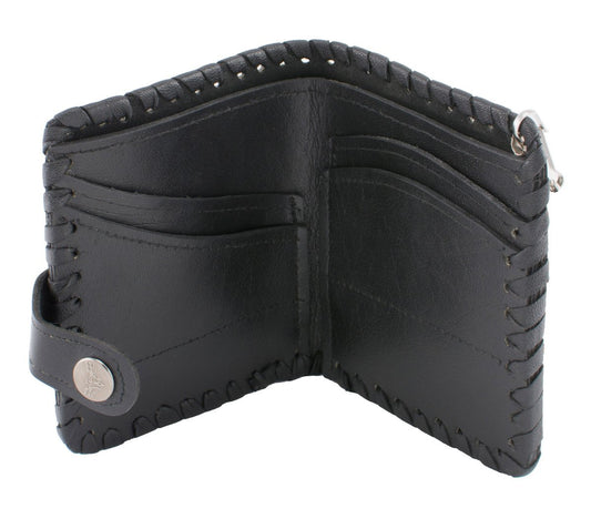 Milwaukee Leather MLW7800 Men's Black Flying Eagle Braided Biker Wallet with Steel Chain
