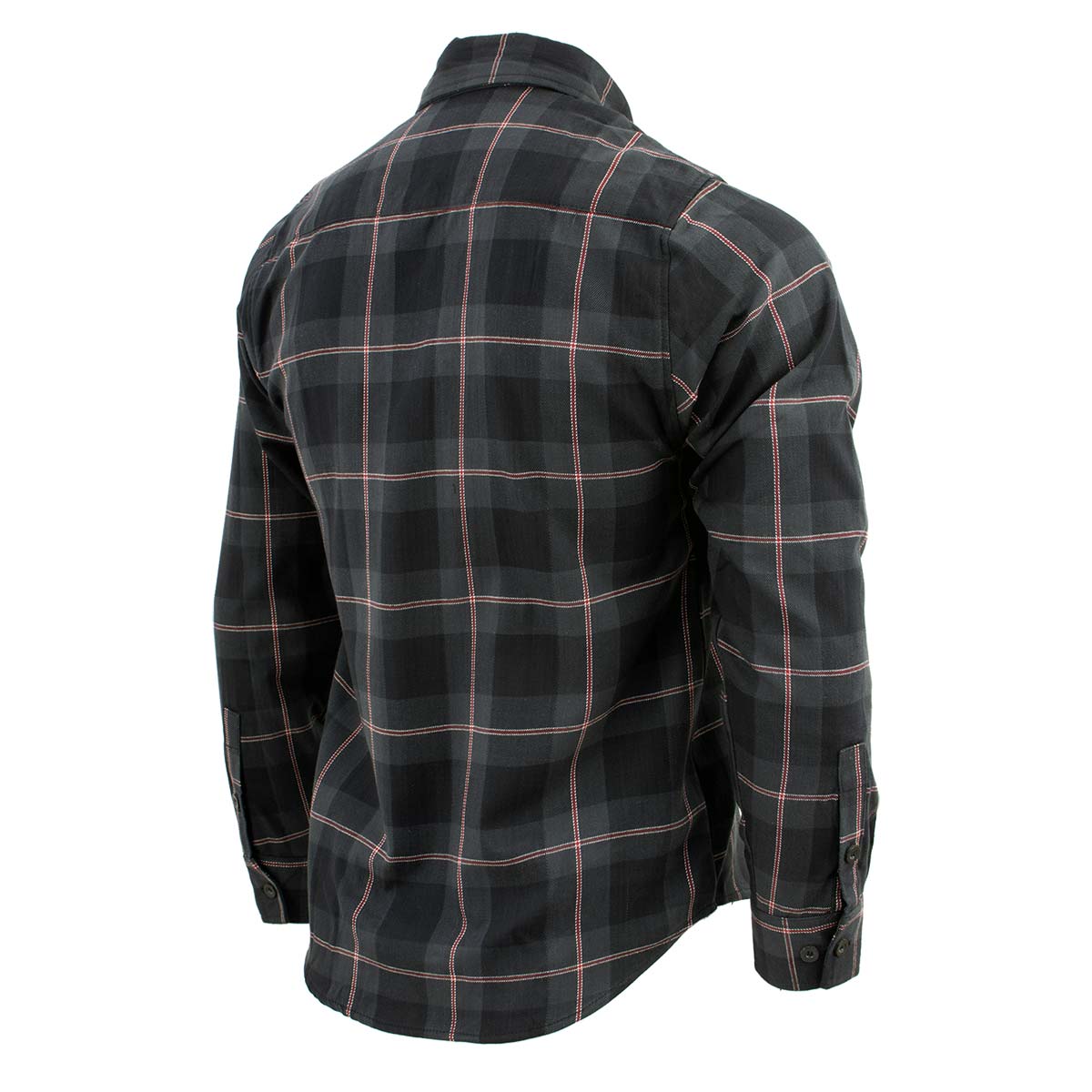 Milwaukee Leather MNG11647 Men's Black with Grey and Red Long Sleeve Cotton Flannel Shirt