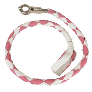 Milwaukee Leather MP7900 White and Pink 'Get Back' Motorcycle Whip