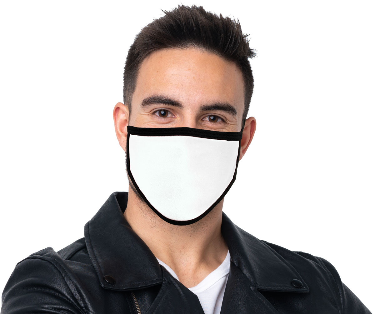 Milwaukee Leather MP7924FM 'White with Black Trim' USA Made 100 % Cotton Protective Face Mask
