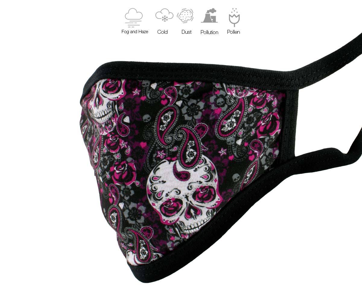 Milwaukee FMD1011 Ladies 'Sugar Skull' 100 % Cotton Protective Face Mask with Optional Filter Pocket