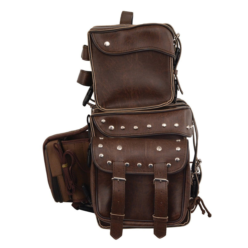 Milwaukee Performance MP8127RT Large Retro Brown Four Piece Studded PVC Touring Pack