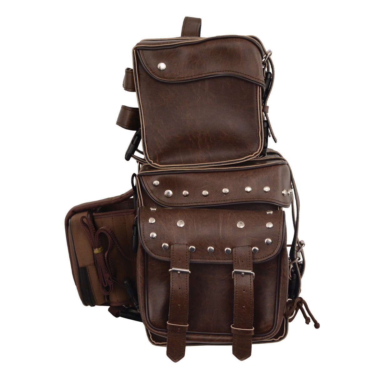 Milwaukee Performance MP8127RT Large Retro Brown Four Piece Studded PVC Touring Pack