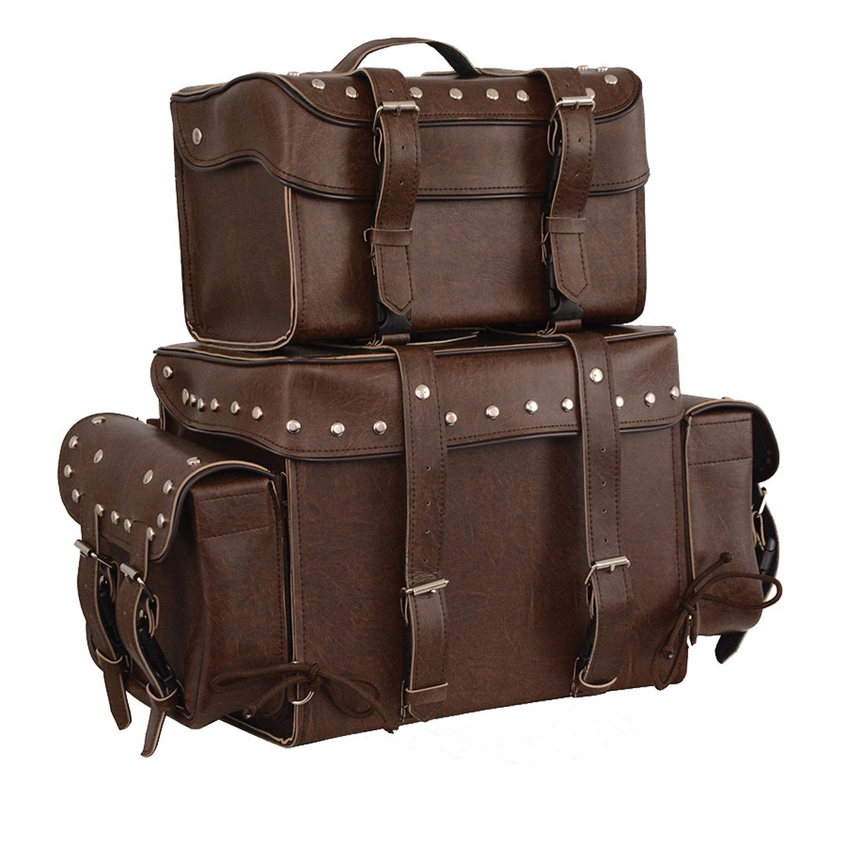 Milwaukee Performance MP8127RT Large Retro Brown Four Piece Studded PVC Touring Pack