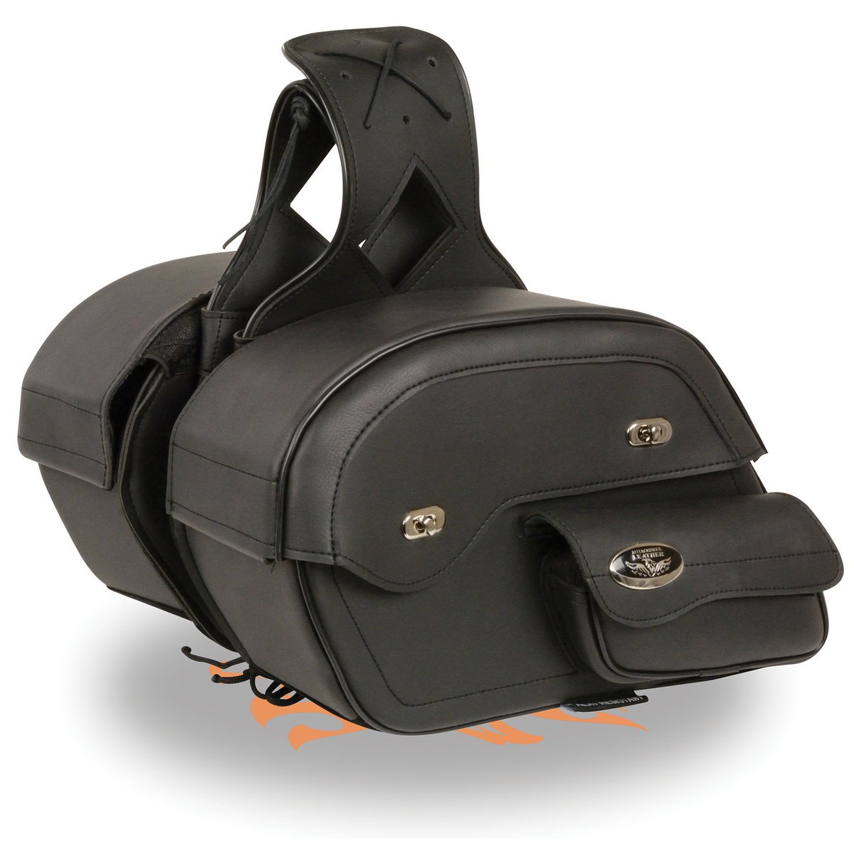 Milwaukee Leather MP8306 Black Large Cruiser Style Slant Throw Over Saddlebags