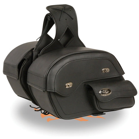 Milwaukee Leather MP8306 Black Large Cruiser Style Slant Throw Over Saddlebags