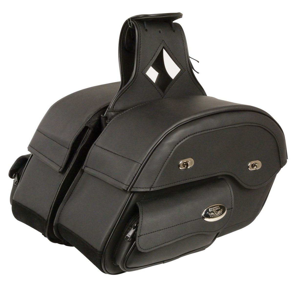 Milwaukee Performance MP8306 Black Large Cruiser Style Slant Throw Over Saddle Bags